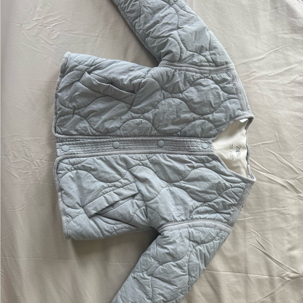 Zara Kids Light Gray Quilted Puffer Jacket